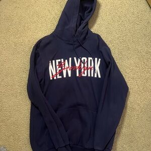 Divided Dark Blue Hoodie with New York Brooklyn Print